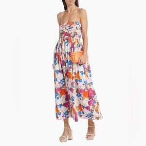 S/W/F Smocked Floral Midi Dress in Patio